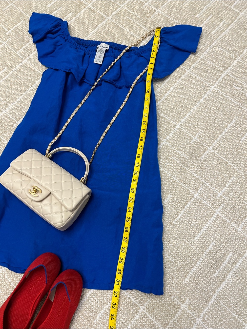 Tommy Bahama Royal Blue Off-Shoulder Linen Dress with pockets! - Picture 8 of 12